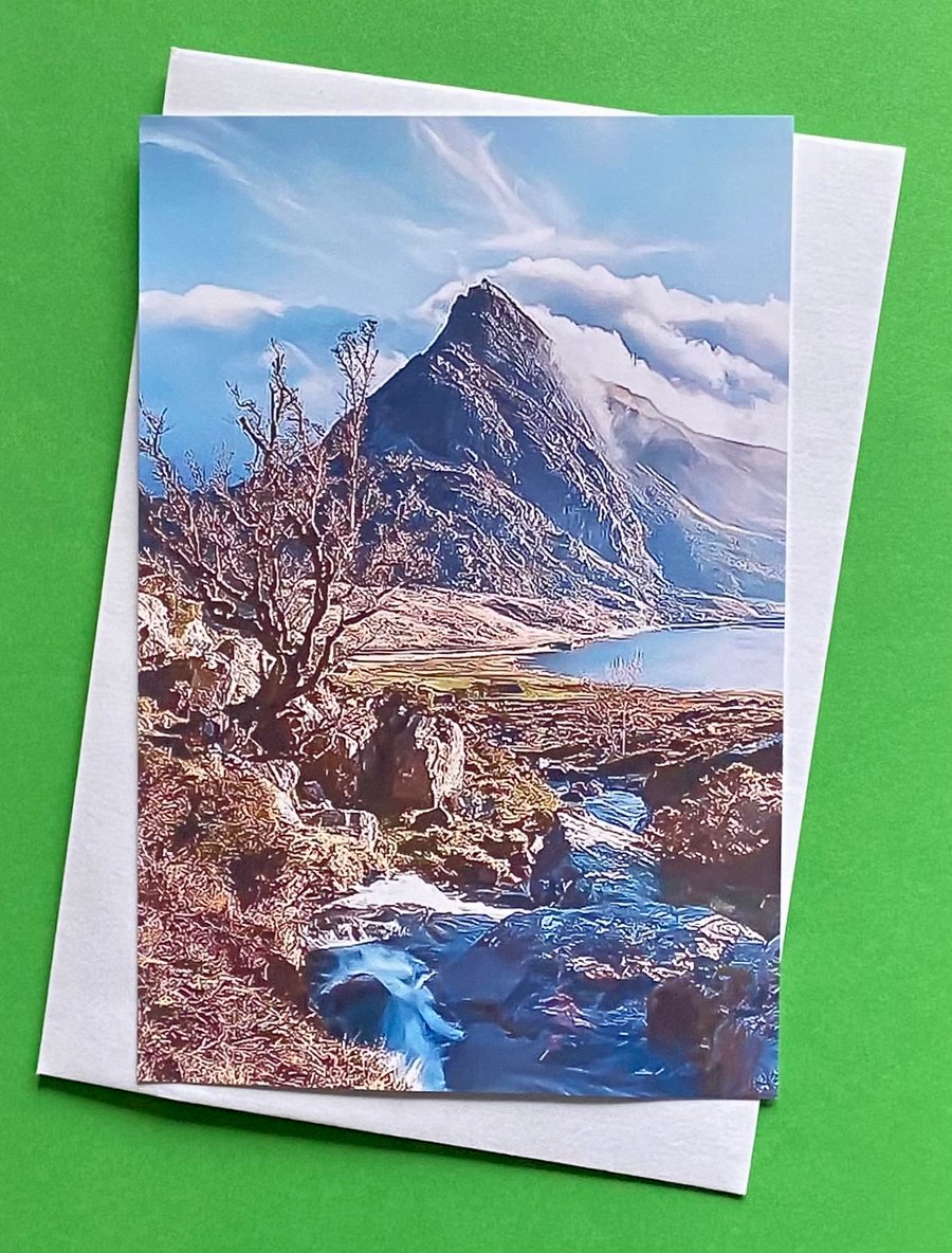 Tryfan Mountain North Wales - Photographic Print Greetings Card