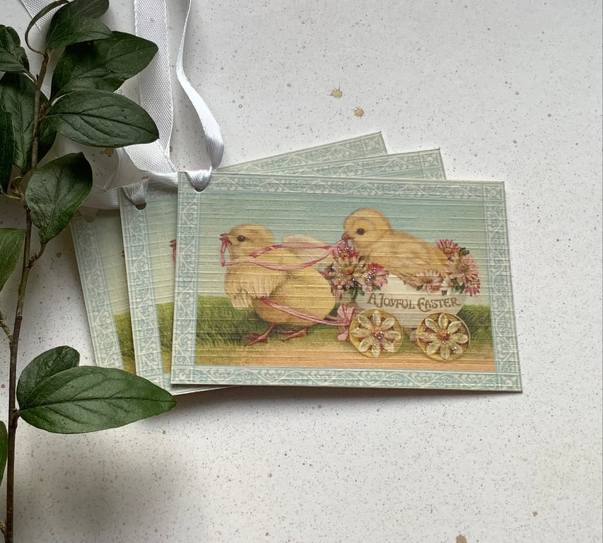 GIFT TAGS , vintage-style. ' A Joyful Easter  '( set of 3) ' .ready to ship...