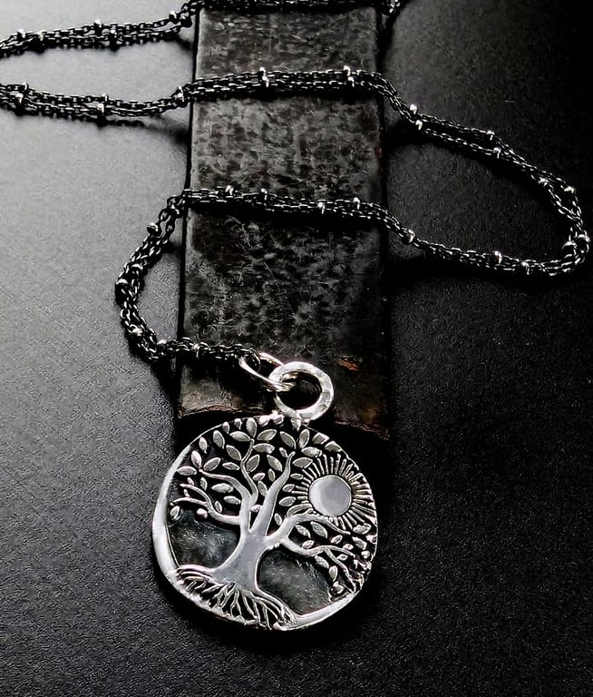 Sterling Silver Snake in the Grass and Tree of Life Talisman pendant