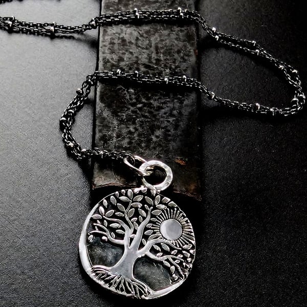 Sterling Silver Snake in the Grass and Tree of Life Talisman pendant