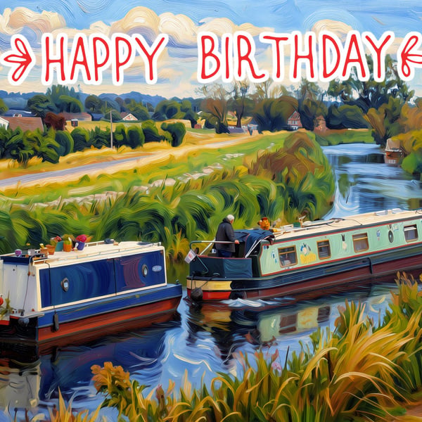 Happy Birthday "life on the fens" Norfolk Greeting Card A5