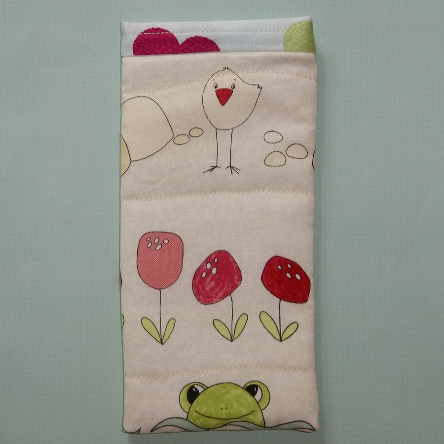 Glasses case - Frogs chickens and flowers slip in style