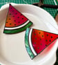 Stained glass watermelon slice window or wall hanging, stained glass fruit