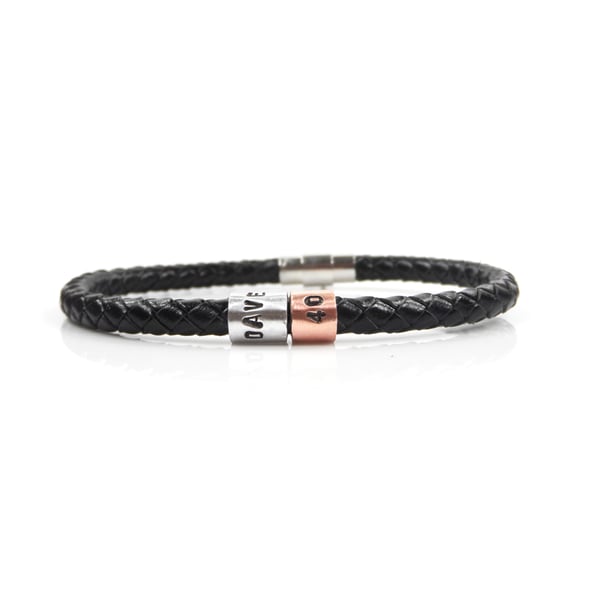 40th Birthday Personalised Leather Bracelet – Gift Boxed - Free Delivery