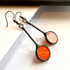 Orange stained glass circular dangle earrings, valentines gift for her