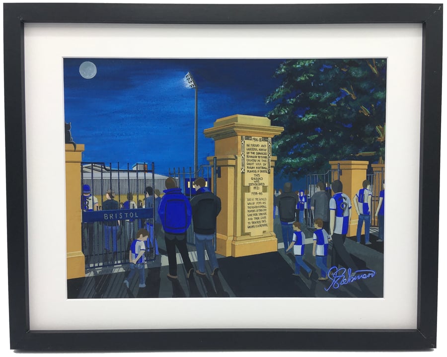 Bristol Rovers F.C, Memorial Stadium. Framed, High Quality Football Art Print.
