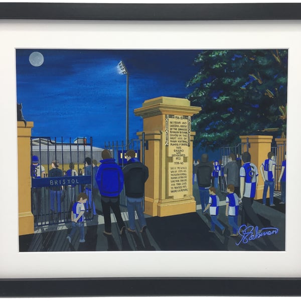 Bristol Rovers F.C, Memorial Stadium. Framed, High Quality Football Art Print.