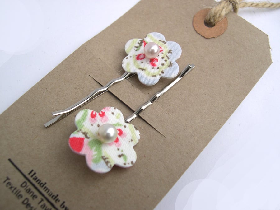 Hardened  Fabric Flower Hairclips