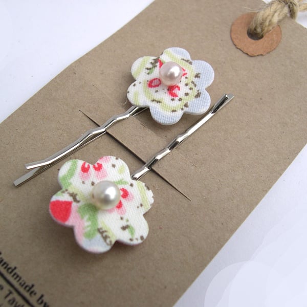 Hardened  Fabric Flower Hairclips