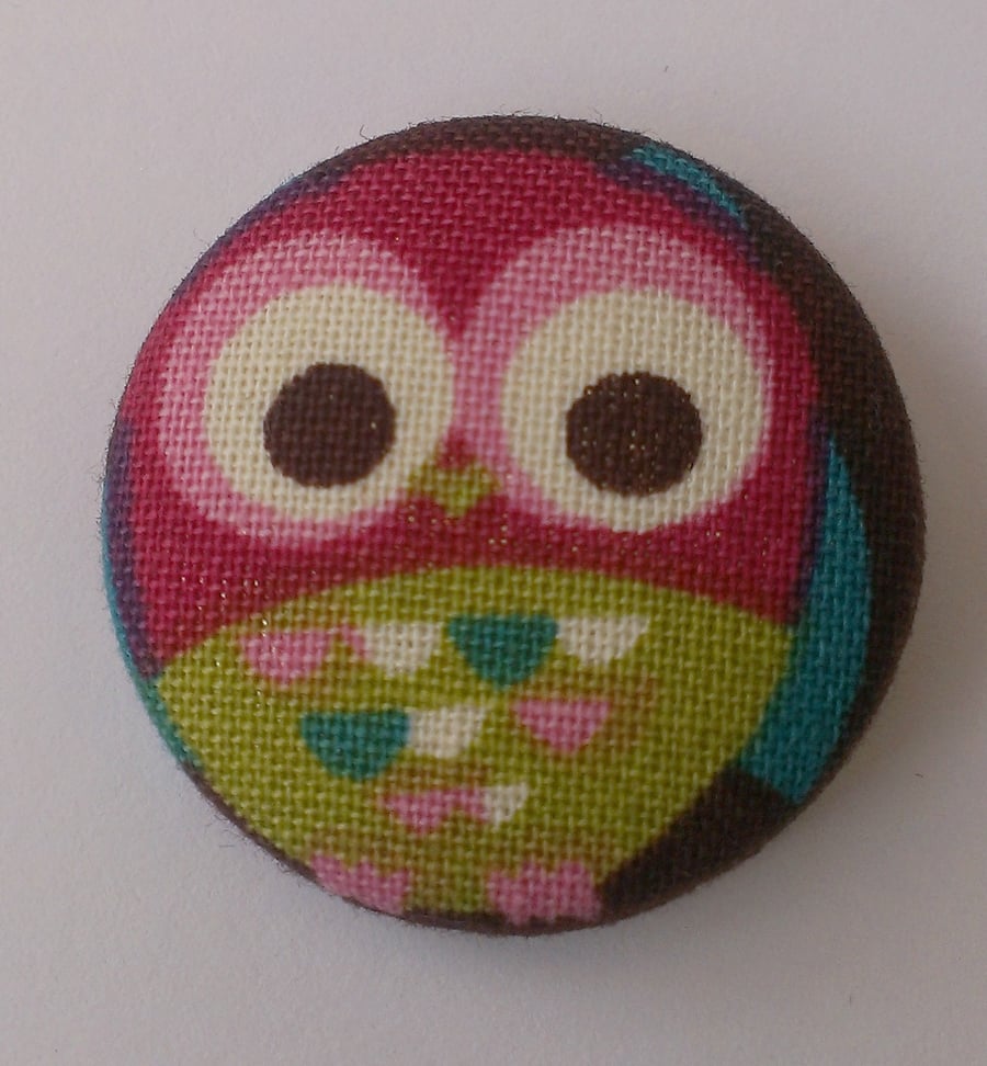 Fabric Covered Big Owl Badge