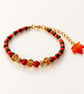Autumn Beaded Bracelet with Tiger's Eye, Carnelian,Jasper & Maple Leaf Charm - Image 3