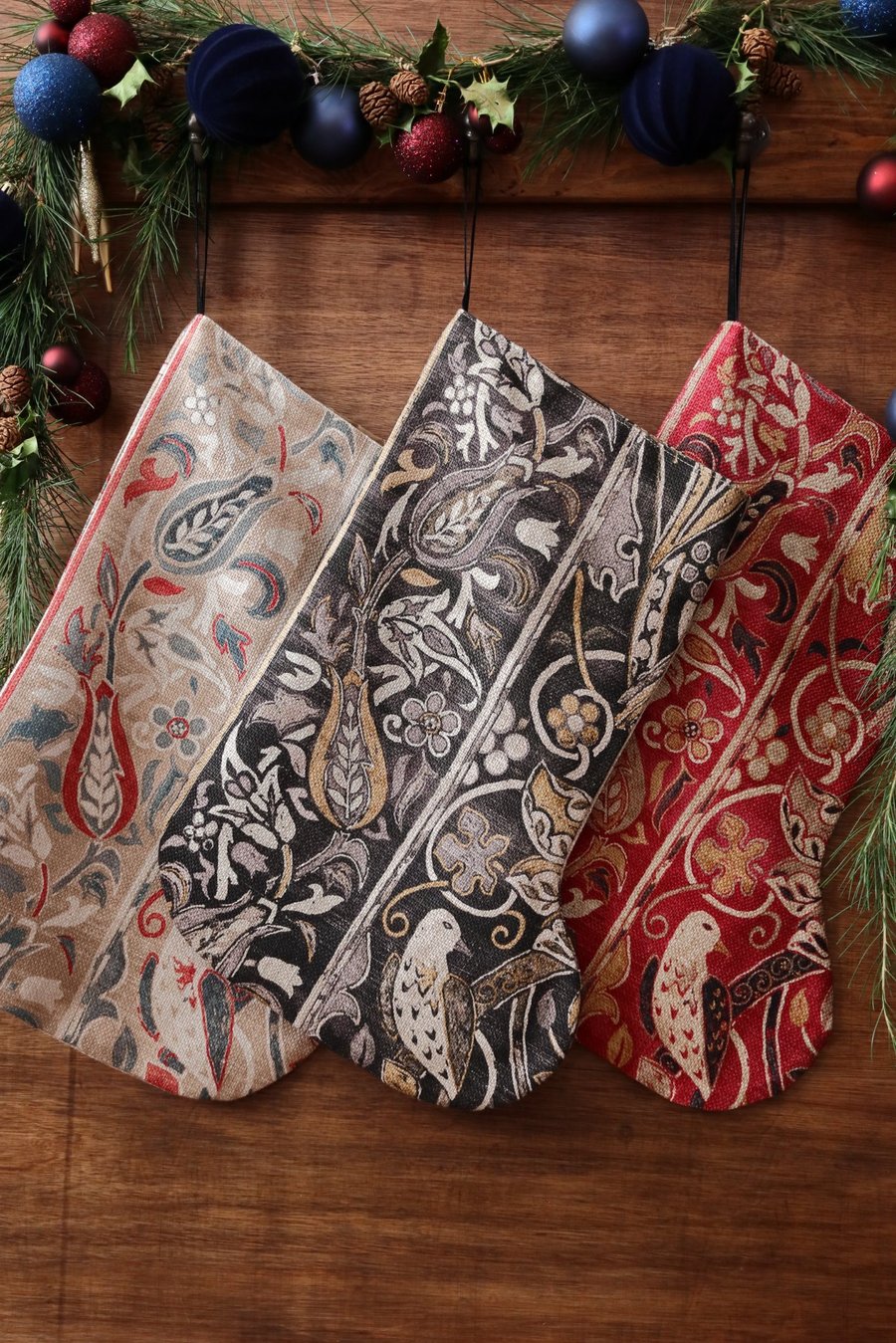 William Morris Christmas Stocking Bullerswood Charcoal
