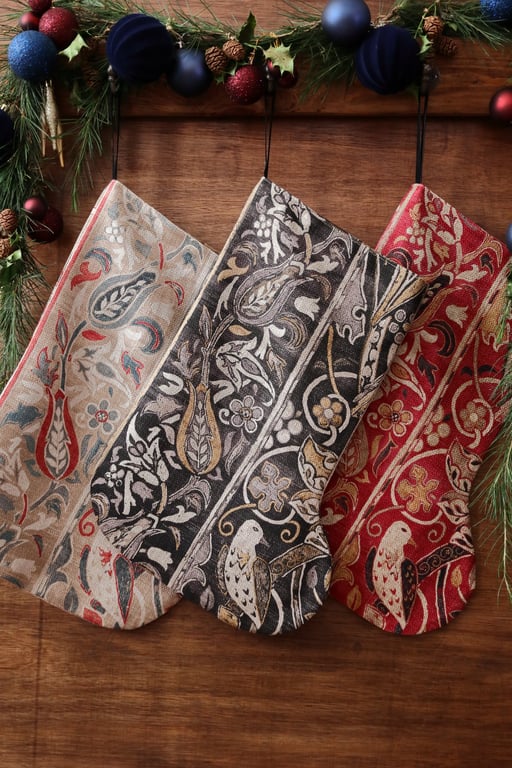 William Morris Christmas Stocking Bullerswood Charcoal