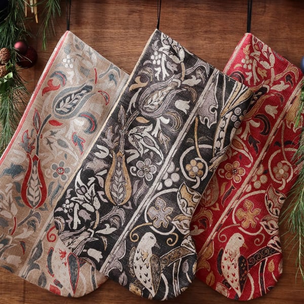 William Morris Christmas Stocking Bullerswood Charcoal