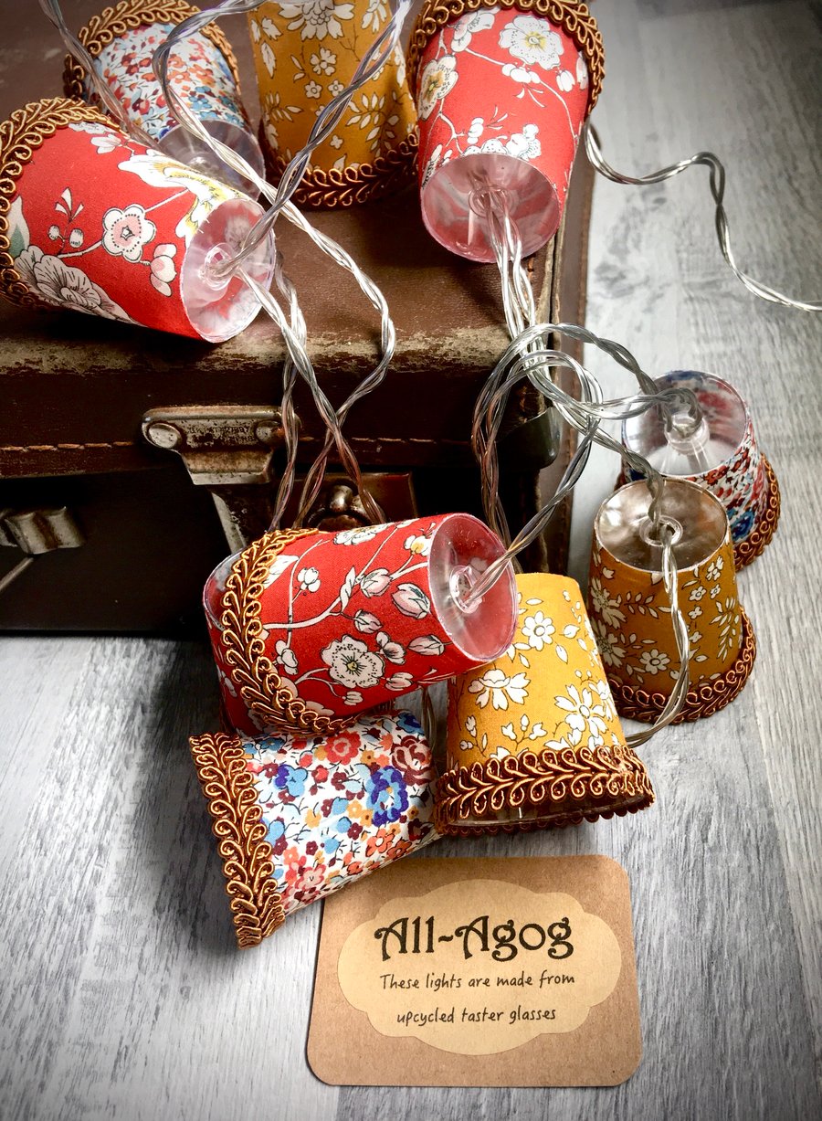 Mini Lampshade Fairy Lights - Liberty fabric - Ceremony and Capel Gold