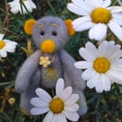 Needle felted tiny teddy bear