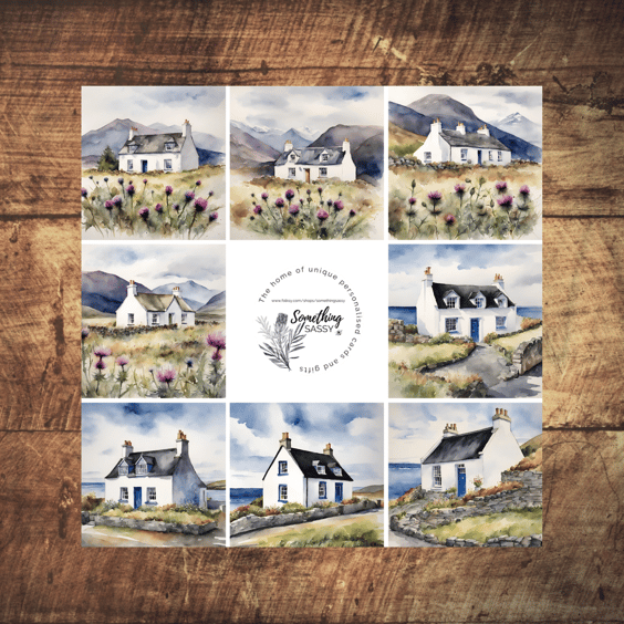 Scottish Cottages Cards - Box Set of 8 different designed Illustrated cards
