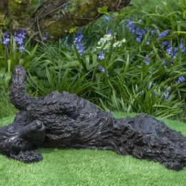 Foundry Bronze Wiggling Spaniel Statue Large Bronze Metal Sculpture 