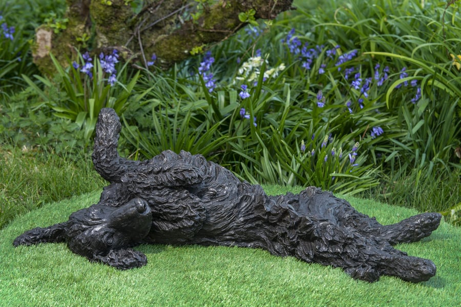 Foundry Bronze Wiggling Spaniel Statue Large Bronze Metal Sculpture 