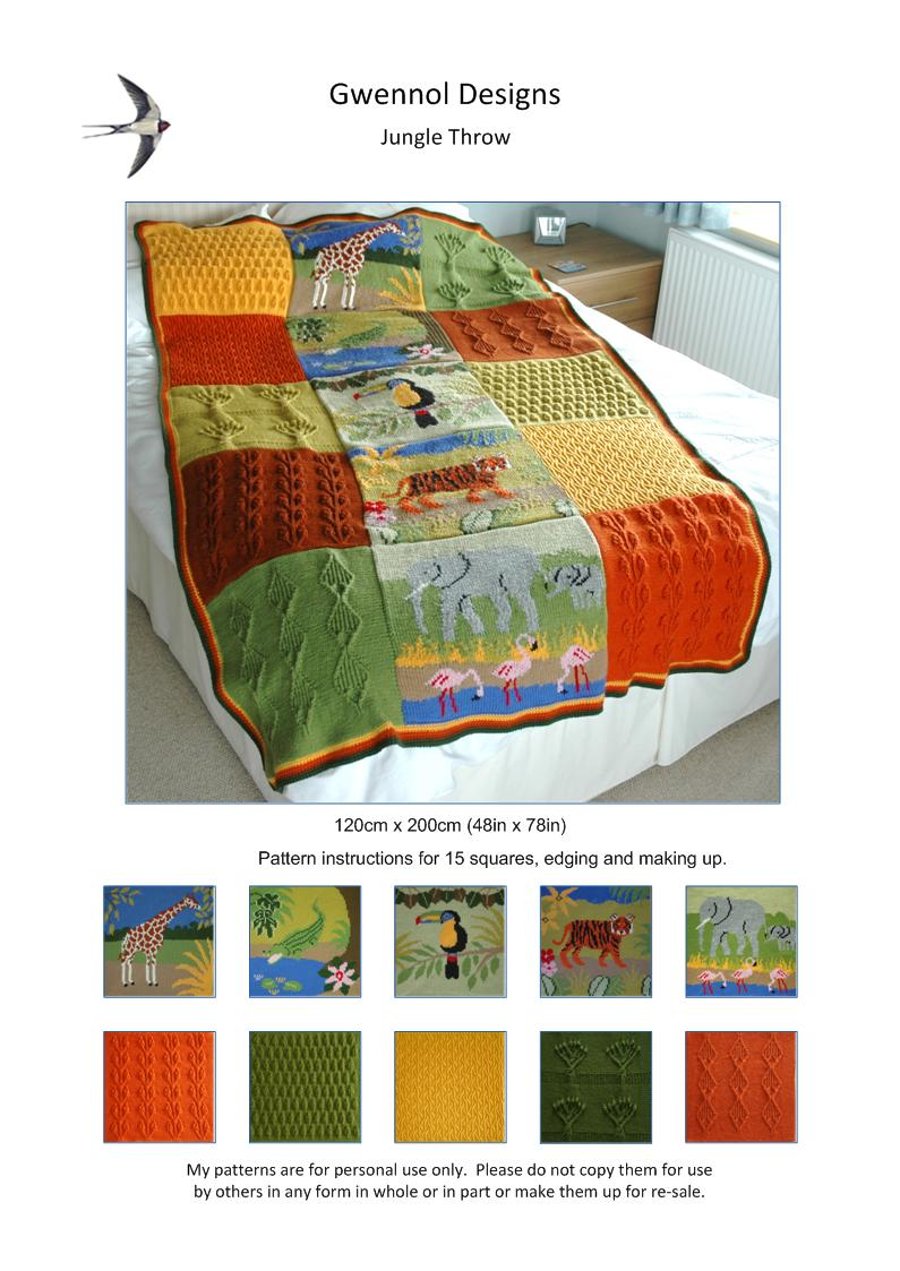 Jungle Throw PDF Knitting Pattern