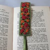 SALE - Russet roses with red anemones Bookmark - embroidered and felted