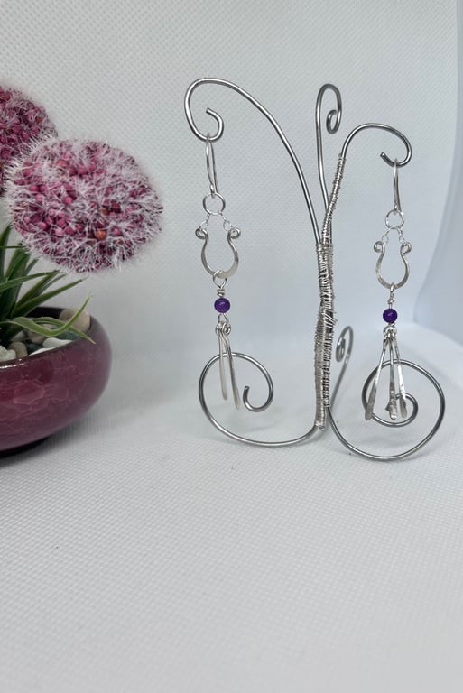 Sterling Silver Amethyst Earrings - Gift Boxed