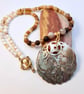 Mother Of Pearl Pendant On Agate And Shell Necklace - Handmade In Devon - Image 5