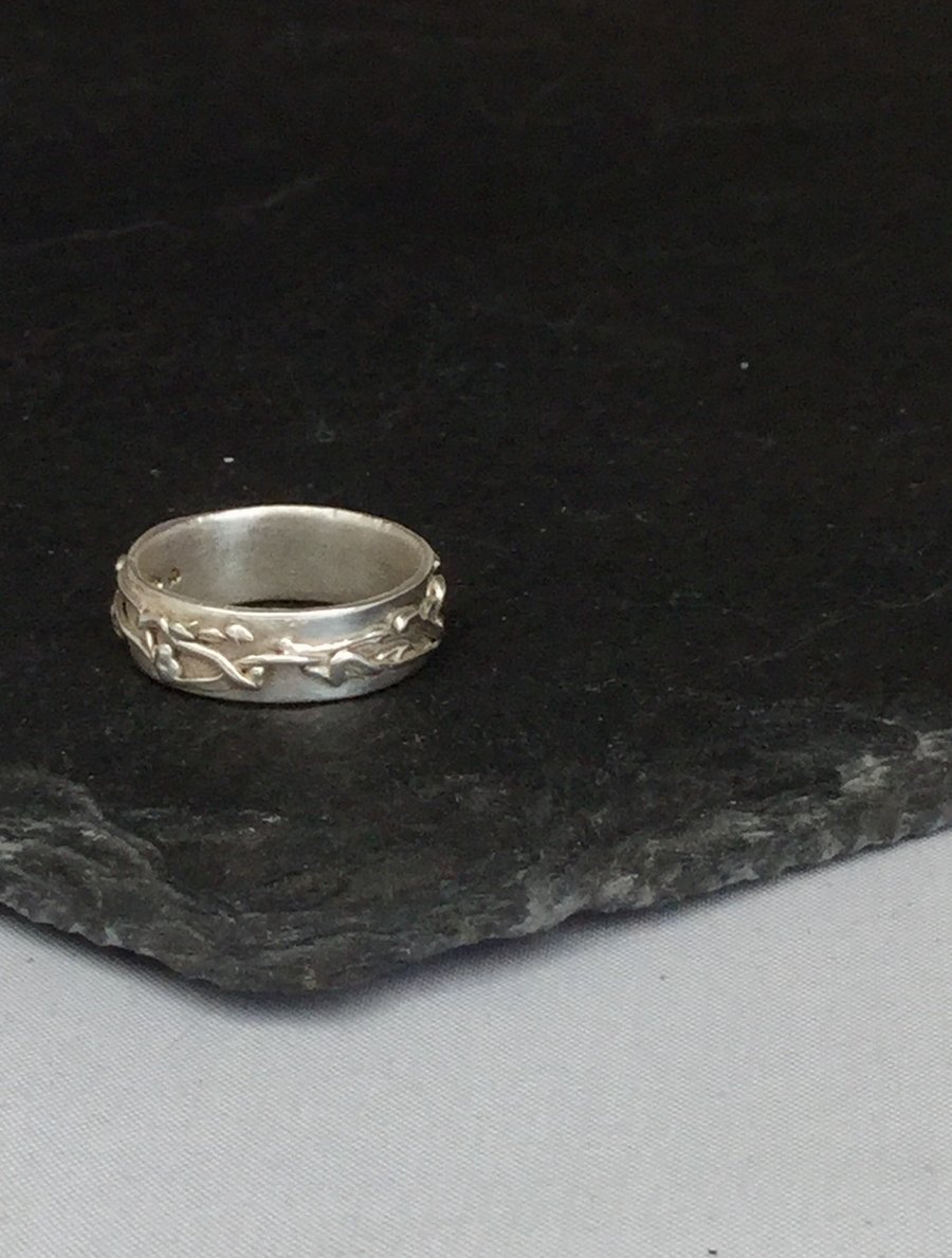 OOAK Fine Silver Detailed Ring