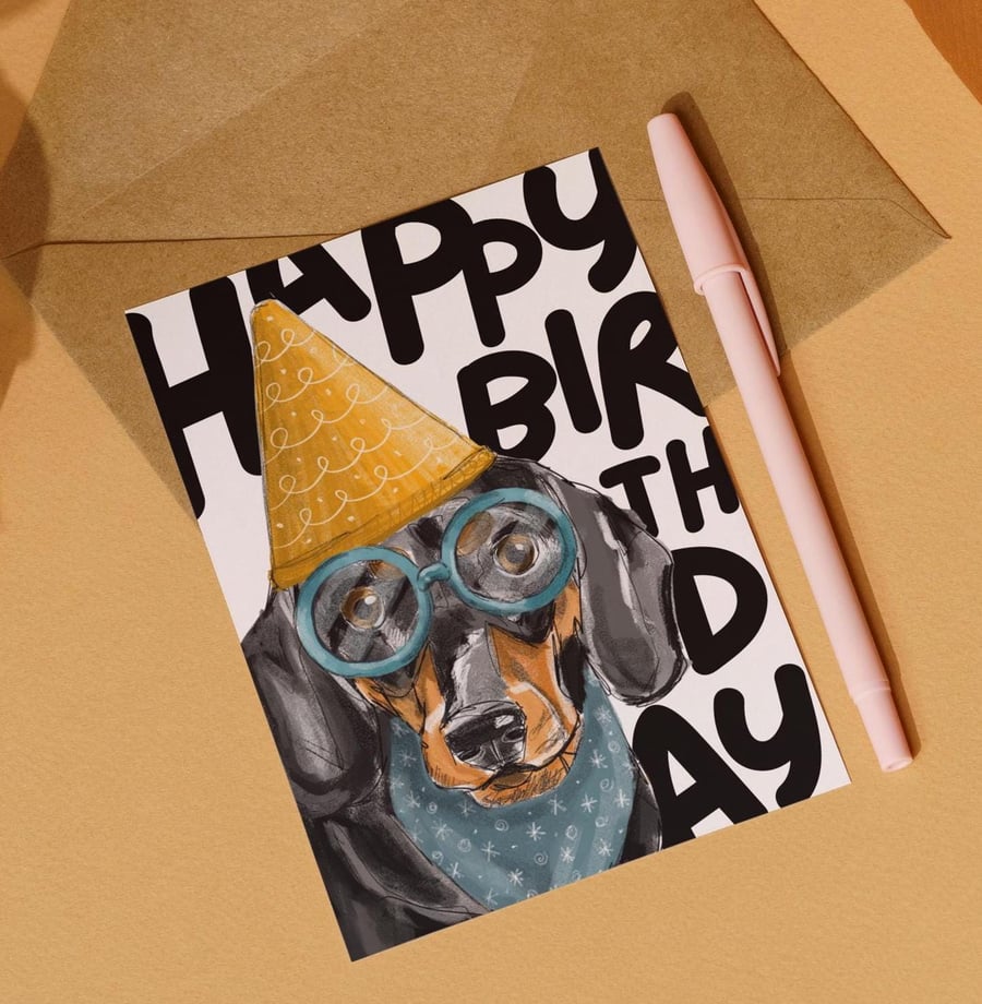 Dachshund Birthday Card for Dog Lovers - Happy Birthday card