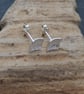 Studs, Sterling Silver Square Flower Stud Earrings, Daisy Design.  - Image 8