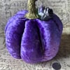 Purple Crushed Velvet Flower Pumpkin With Gold Stalk