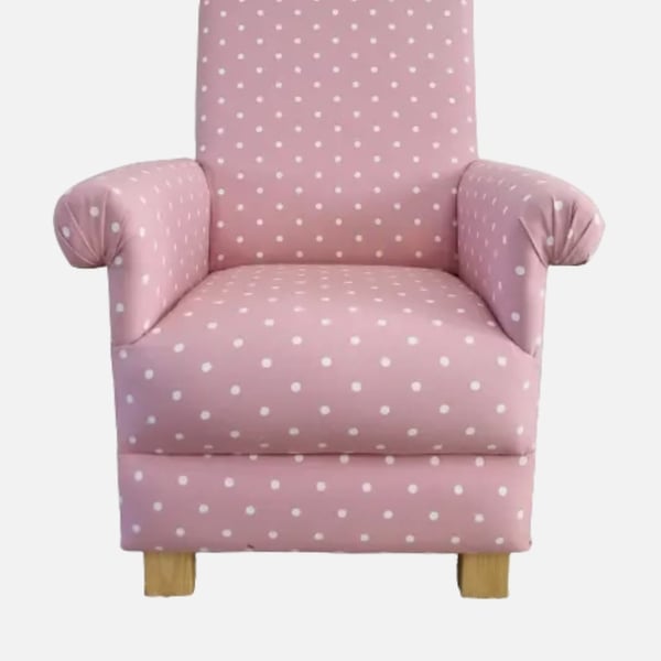 Pink White Polka Dot Chair Clarke Dotty Spot Fabric Adult Armchair Small Retro 