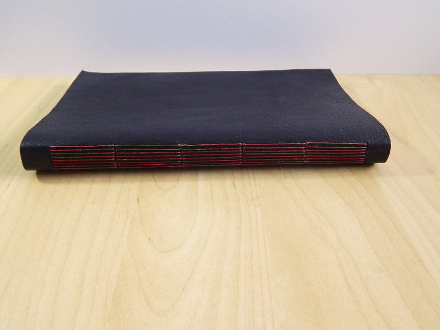 Black Leather Journal Sketchbook with Old Books paper lining. Gifts for men