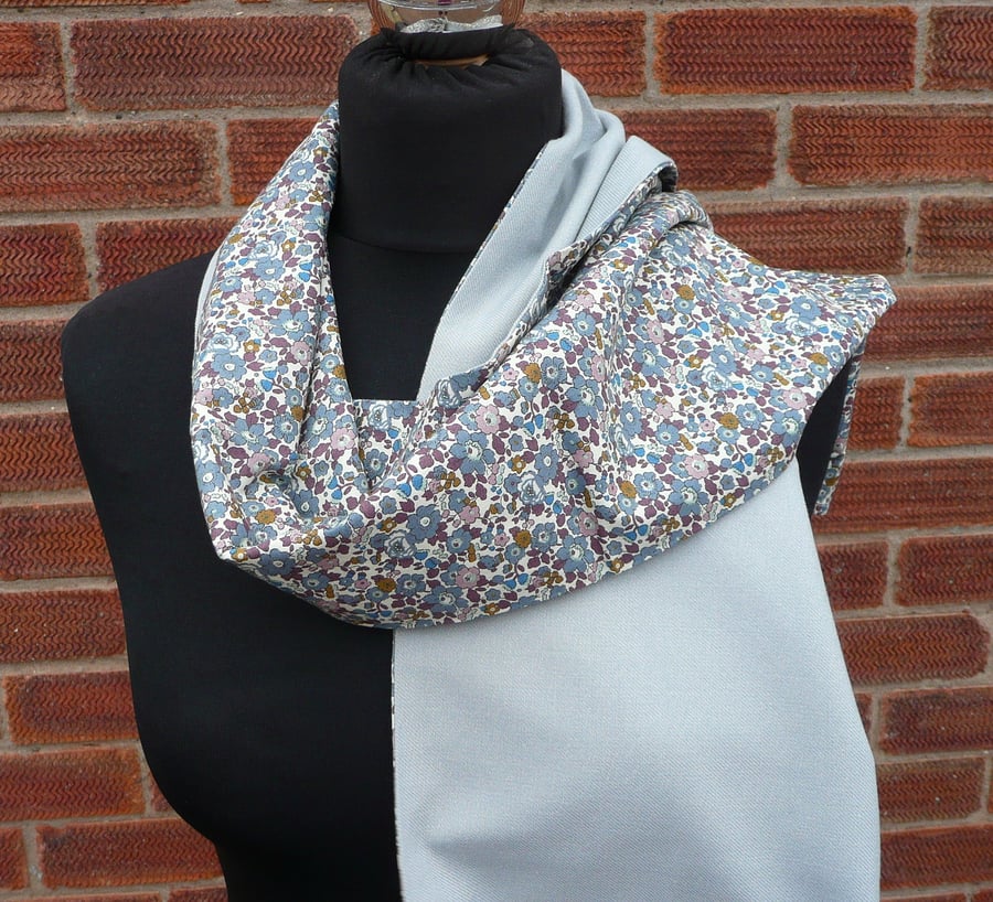 Liberty scarf, reversable wool scarf, Liberty cotton scarf, ladies scarf,