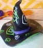 Witch hat ornament, Witches hat with cute spirals ooak ornament, 