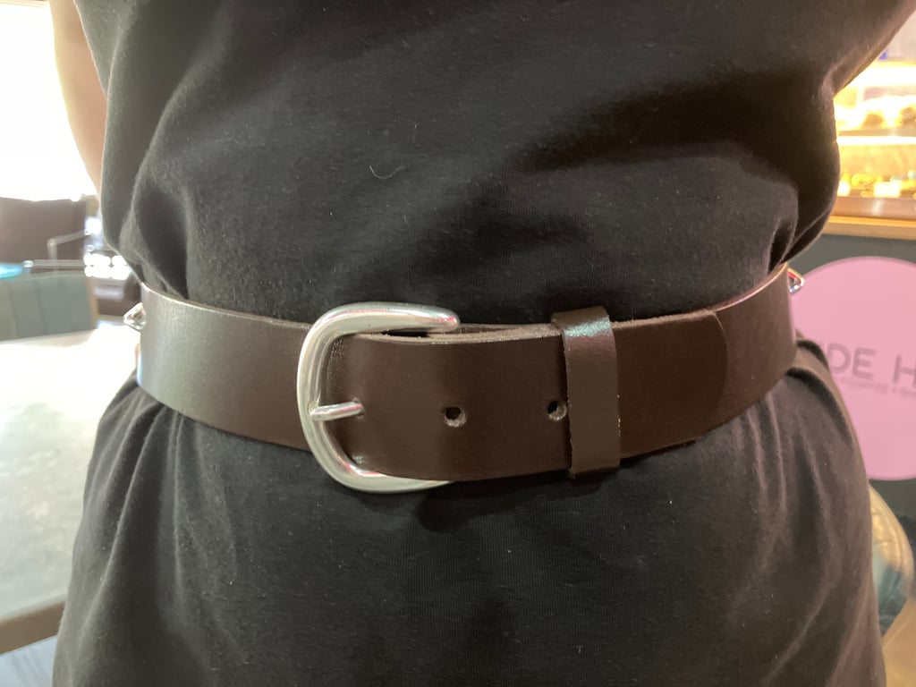 1.5" Width Brown Leather Belt - hole punched at 37 - 39 inches - FREE SHIPPING