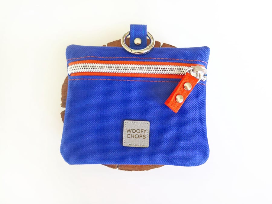 Waterproof Dog Treat Bag - Treat Bags with an orange zip -  ROYAL BLUE