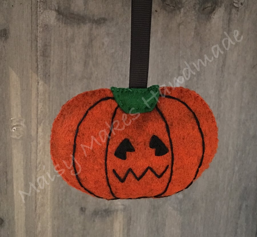 Halloween Pumpkin 100% Wool Felt Hanging Decoration