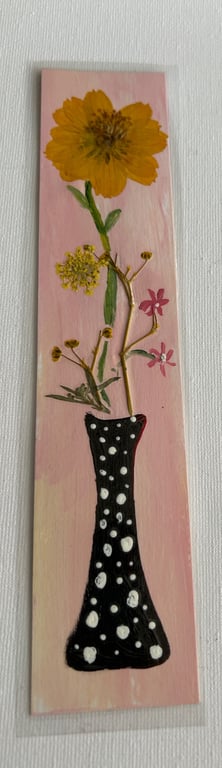 Handmade bookmark. Double sided, original artwork .floral design 