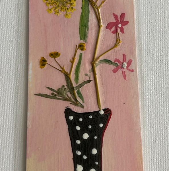 Handmade bookmark. Double sided, original artwork .floral design 