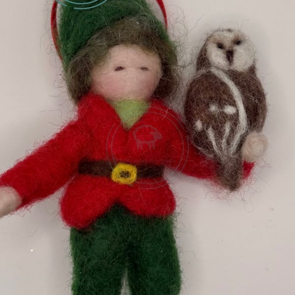 Forest Fairy with owl - hanging decoration 