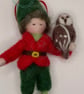 Forest Fairy with owl - hanging decoration 