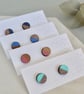 Mini half painted circle stud wooden earrings - Image 1