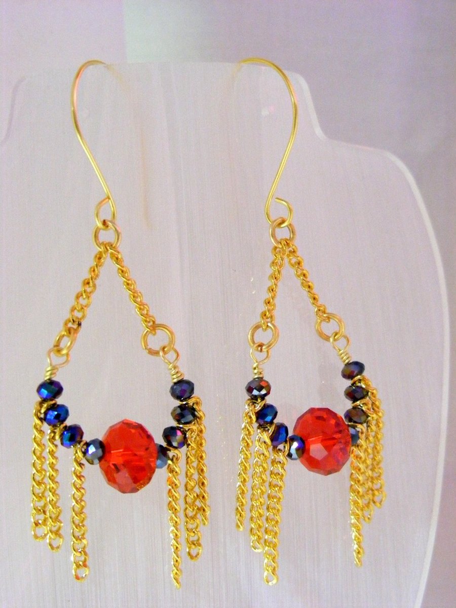 Seconds Sunday Black and Red Crystal Chain Earrings