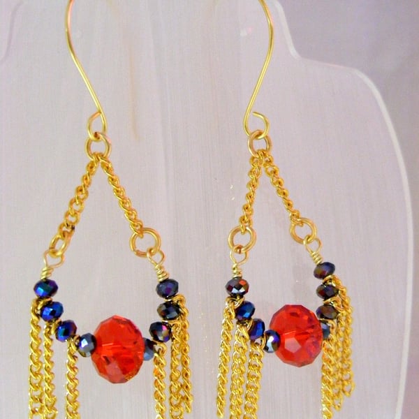 Seconds Sunday Black and Red Crystal Chain Earrings