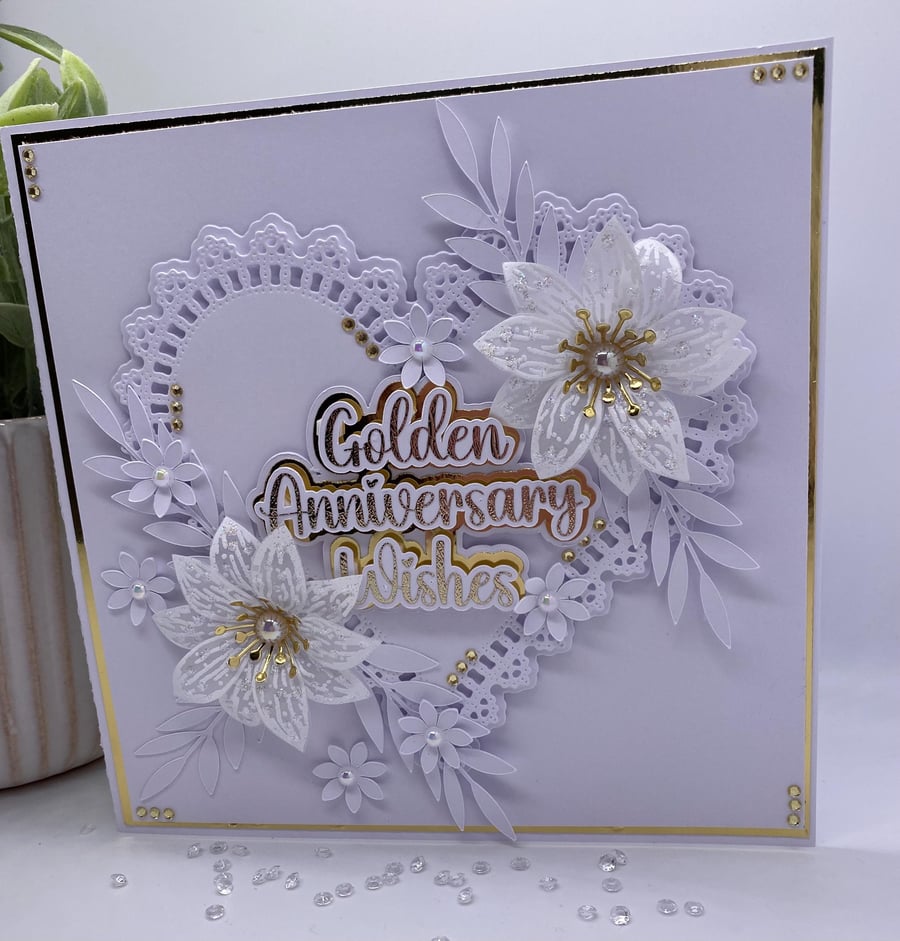 BRAND NEW Personalised - Luxury 50th Golden Wedding anniversary card boxed