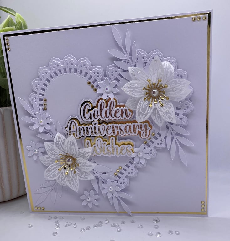 BRAND NEW Personalised - Luxury 50th Golden Wedding anniversary card boxed