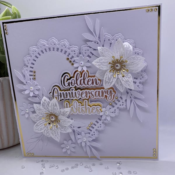BRAND NEW Personalised - Luxury 50th Golden Wedding anniversary card boxed