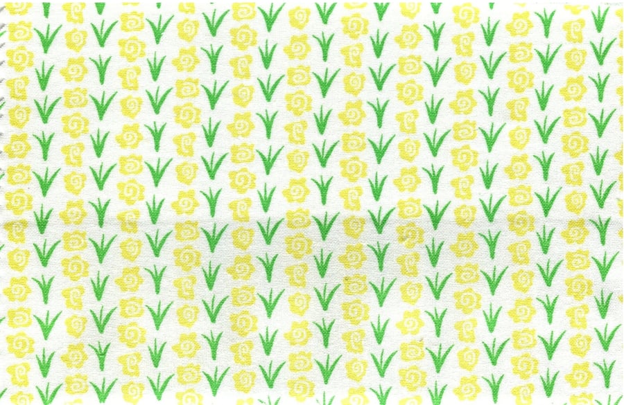 Yellow and Green Floral Cotton Fabric