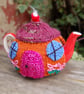 Country cottage tea cosy - hand embroidered, to fit a tea for one or two  teapot - Image 2